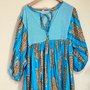 BRAND NEW Tiger Block Print Midi Dress Cotton Summer Dress Midi Dress Gift Him